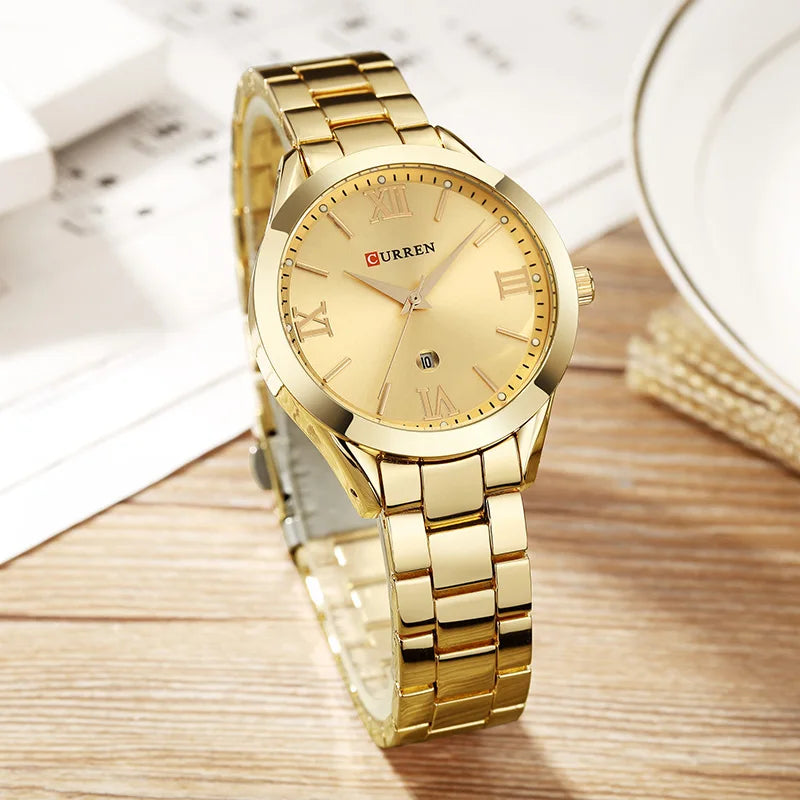 Elegant Stainless Steel Quartz Women's Bracelet Watch
