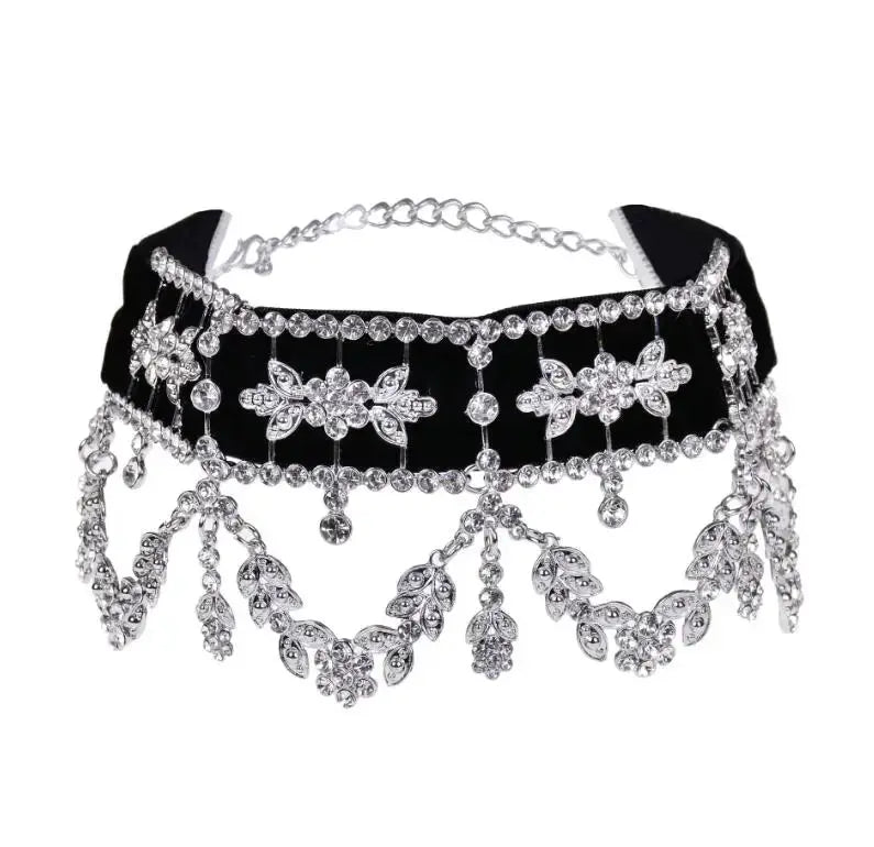 KMVEXO Big Maxi Statement Necklace for Women 2020 Rhinestone Necklace Flower Ribbon Collar Choker Necklace Luxury Bijoux Jewelry - from Glam Duchess