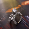 Luxurious Geometric Silver Wedding Band with Cubic Zirconia
