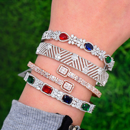 Luxurious Sparkling Platinum Bangle Bracelet