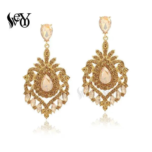 VEYO Luxury Full Rhinestone Crystal Drop Earrings for Women Vintage Dangle Earrings Fashion Jewelry New Gift - from Glam Duchess