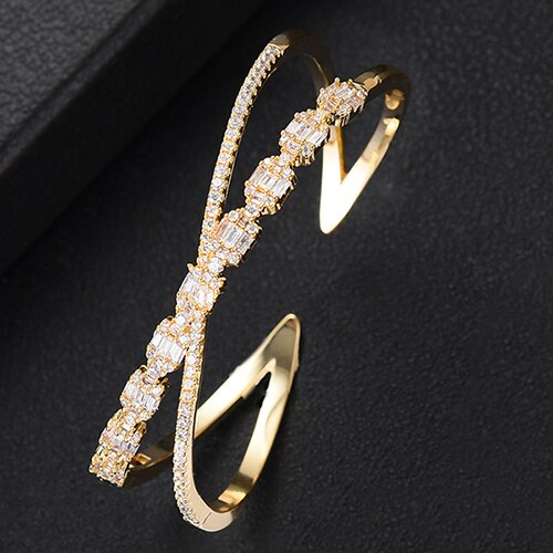 Luxurious Sparkling Platinum Bangle Bracelet