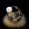 Load image into Gallery viewer, Exquisite Freshwater Pearl Engagement Ring with Vintage Zircon Accents