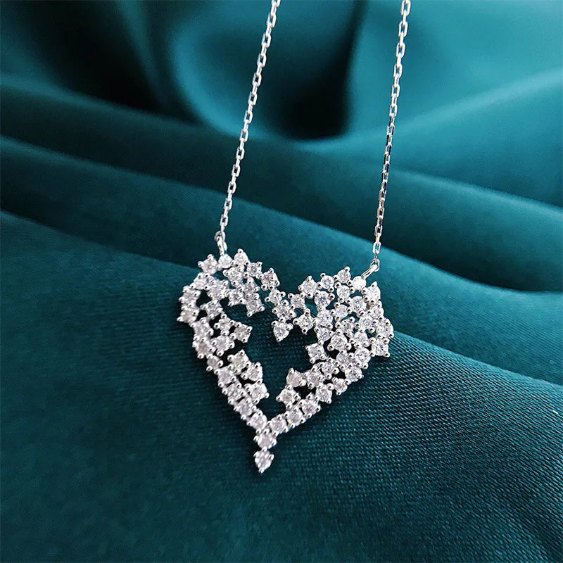 Heart Necklace with Crystal Cubic Zirconia Jewelry