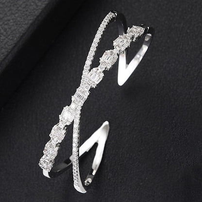 Luxurious Sparkling Platinum Bangle Bracelet