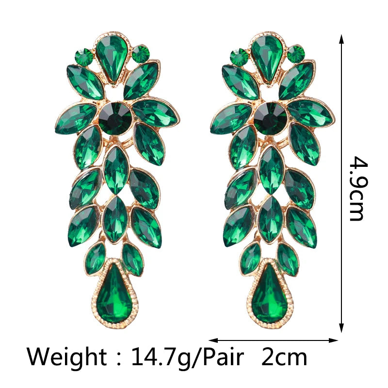 Exquisite Vintage-Style Crystal Leaf Dangle Earrings