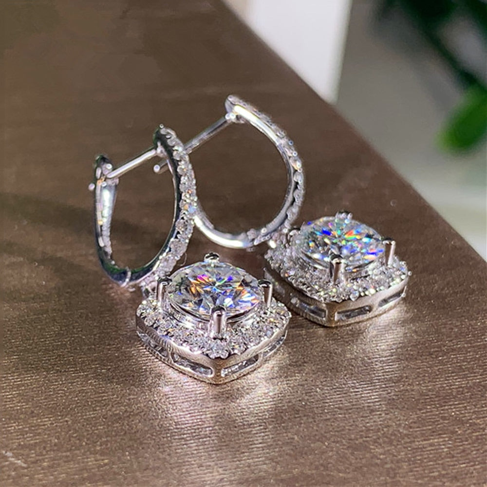 elegant trendy square shape bridal drop earrings