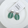 Load image into Gallery viewer, Green Acrylic Geometric Dangle Earrings with Round and Square Shapes