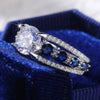 Load image into Gallery viewer, Blue and White CZ Geometric Wedding Ring