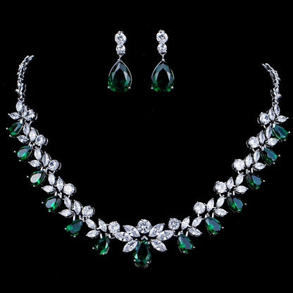 Exquisite Emerald Green Cubic Zirconia Necklace and Earrings Set
 
 Make a stunning statement with this exquisite jewelry set, featuring a captivating emerald green cubic zircon necklace and earrings. Whether you're attending a wGlam DuchessGlam DuchessExquisite Emerald Green Cubic Zirconia Necklace