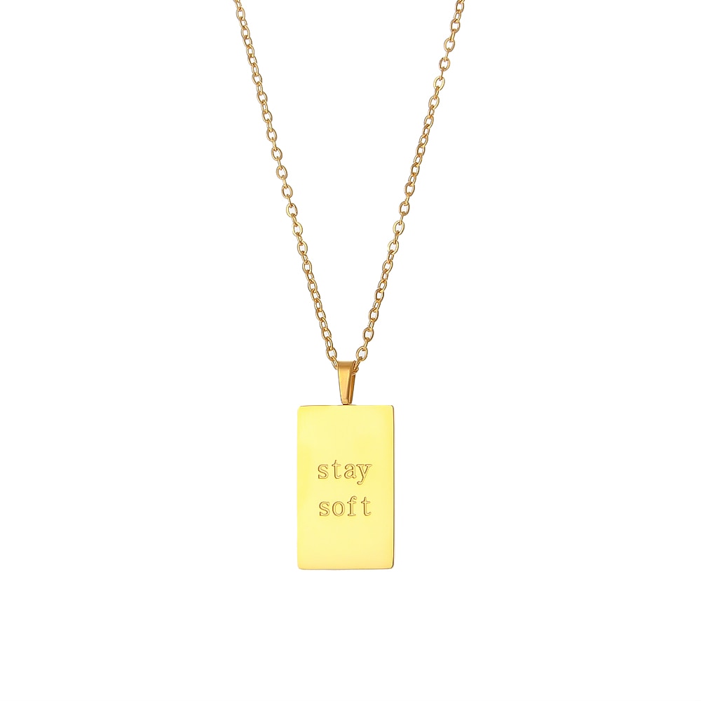 Unique Message Square Tarot Necklace in Stainless Steel with 18k Gold Plating