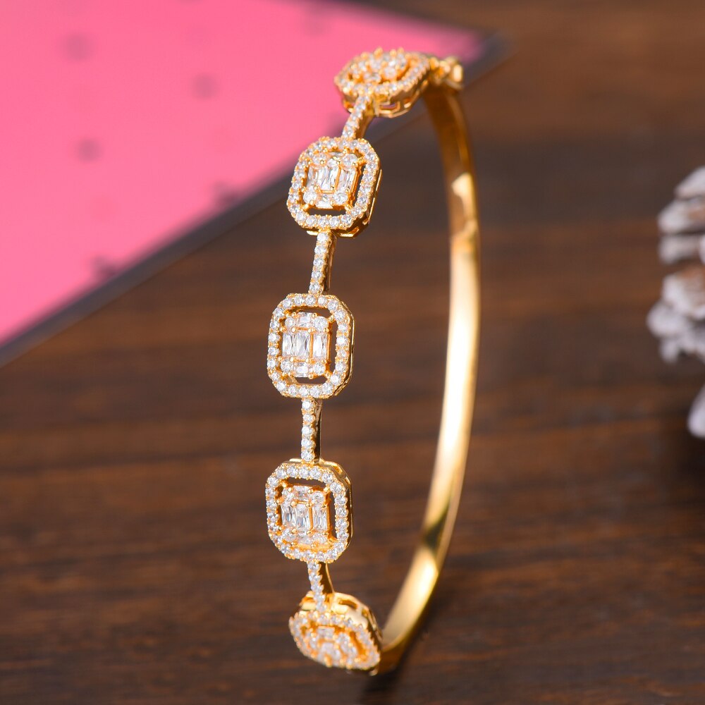 Luxurious Sparkling Platinum Bangle Bracelet