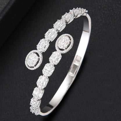 Luxurious Sparkling Platinum Bangle Bracelet