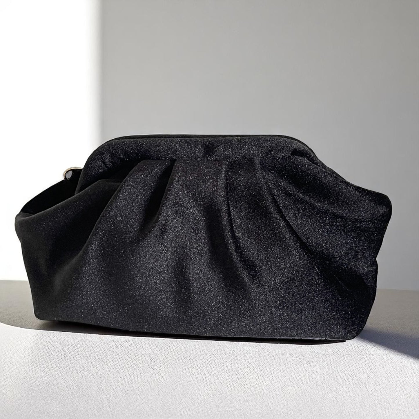 Handmade Midnight Velvet Clutch Bag – Black (13x6.7x5.5 in)