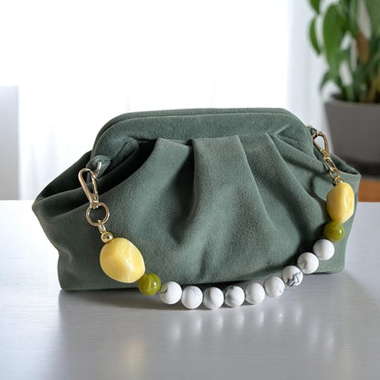 Handmade Soft Sage Green Clutch | Velvet Feel Evening Bag | Minimalist Folded Purse | Elegant Pastel Bag - Glam Duchess
