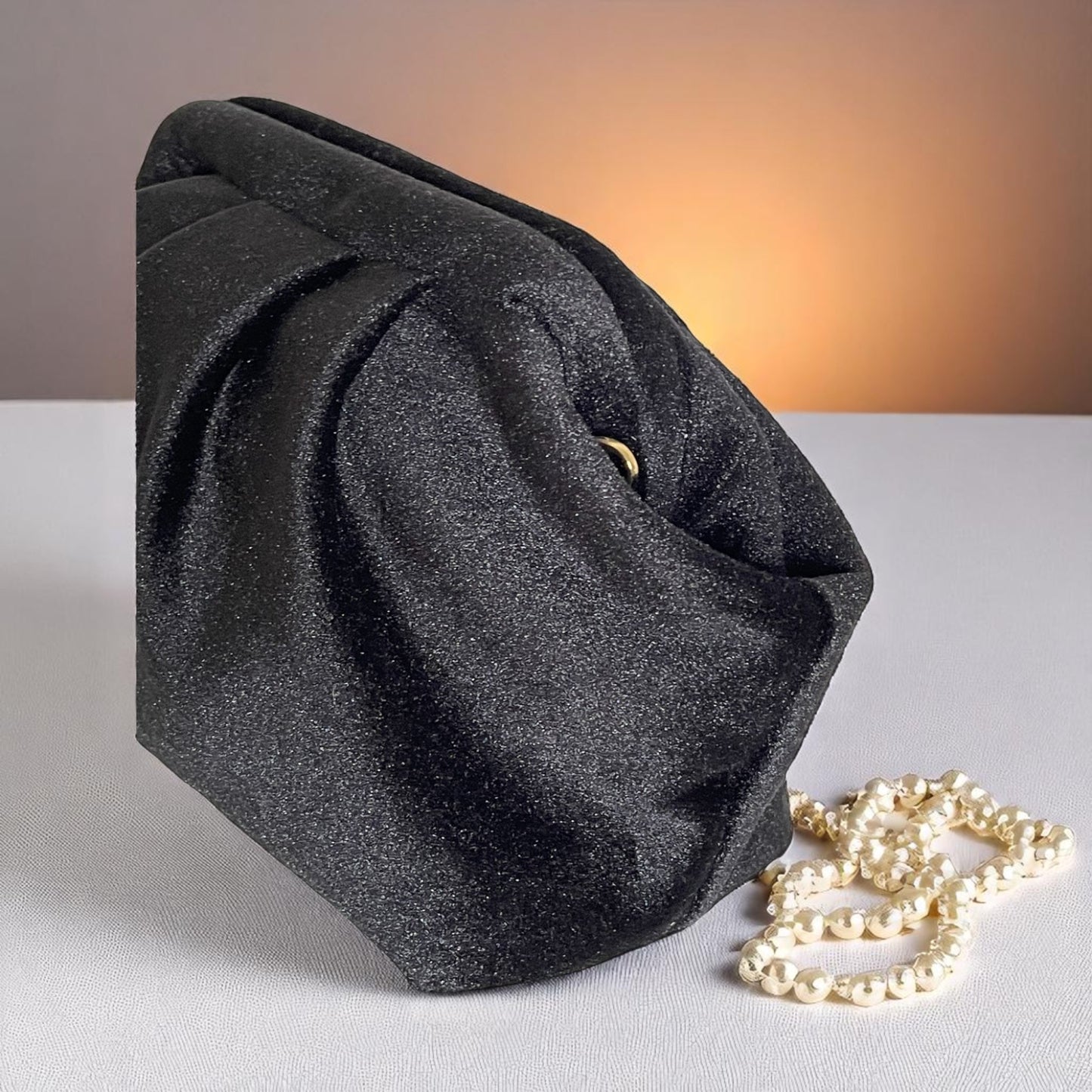 Handmade Midnight Velvet Clutch Bag – Black (13x6.7x5.5 in)