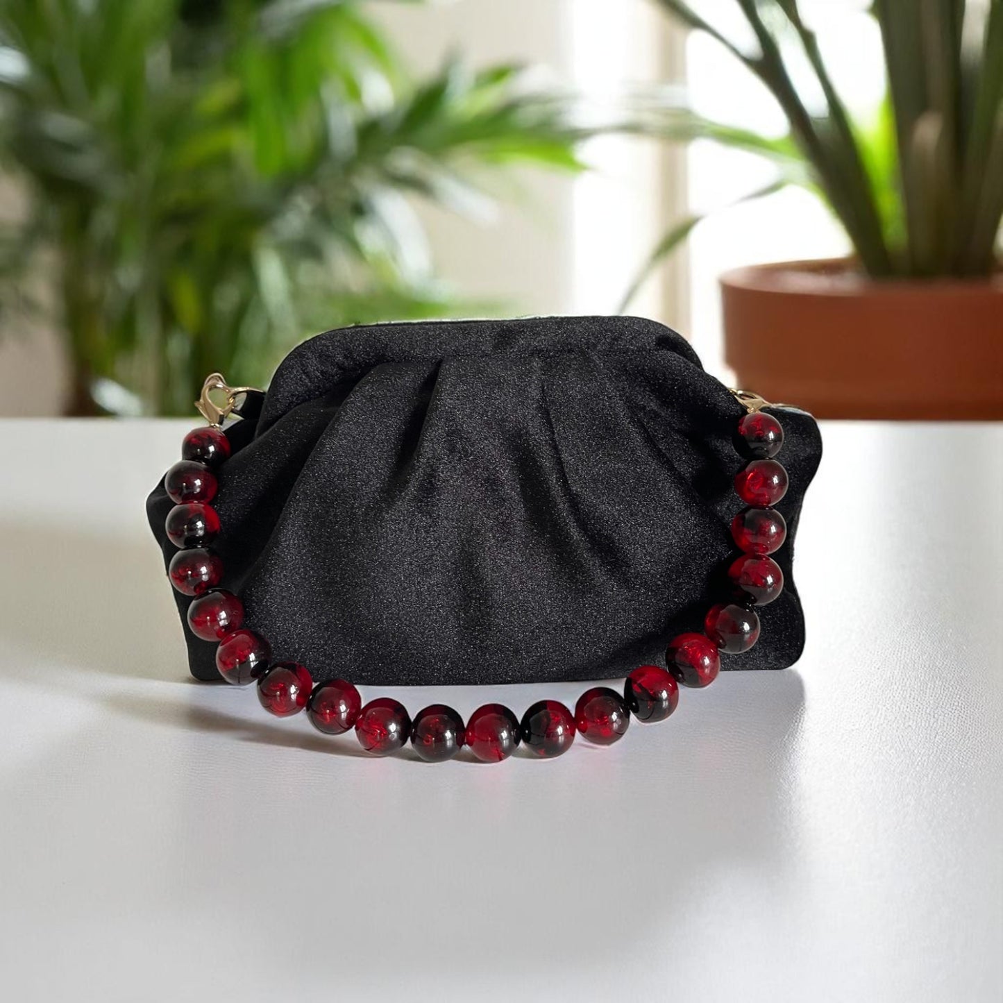 Handmade Midnight Velvet Clutch Bag – Black (13x6.7x5.5 in)