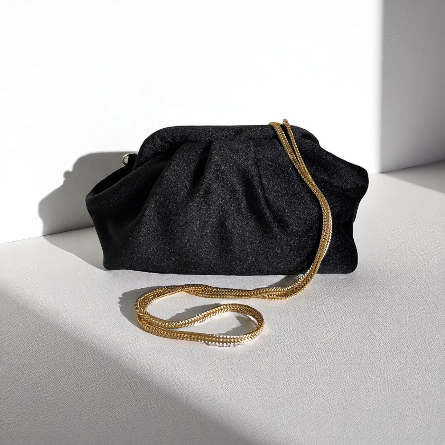 Handmade Midnight Velvet Clutch Bag – Black (13x6.7x5.5 in)