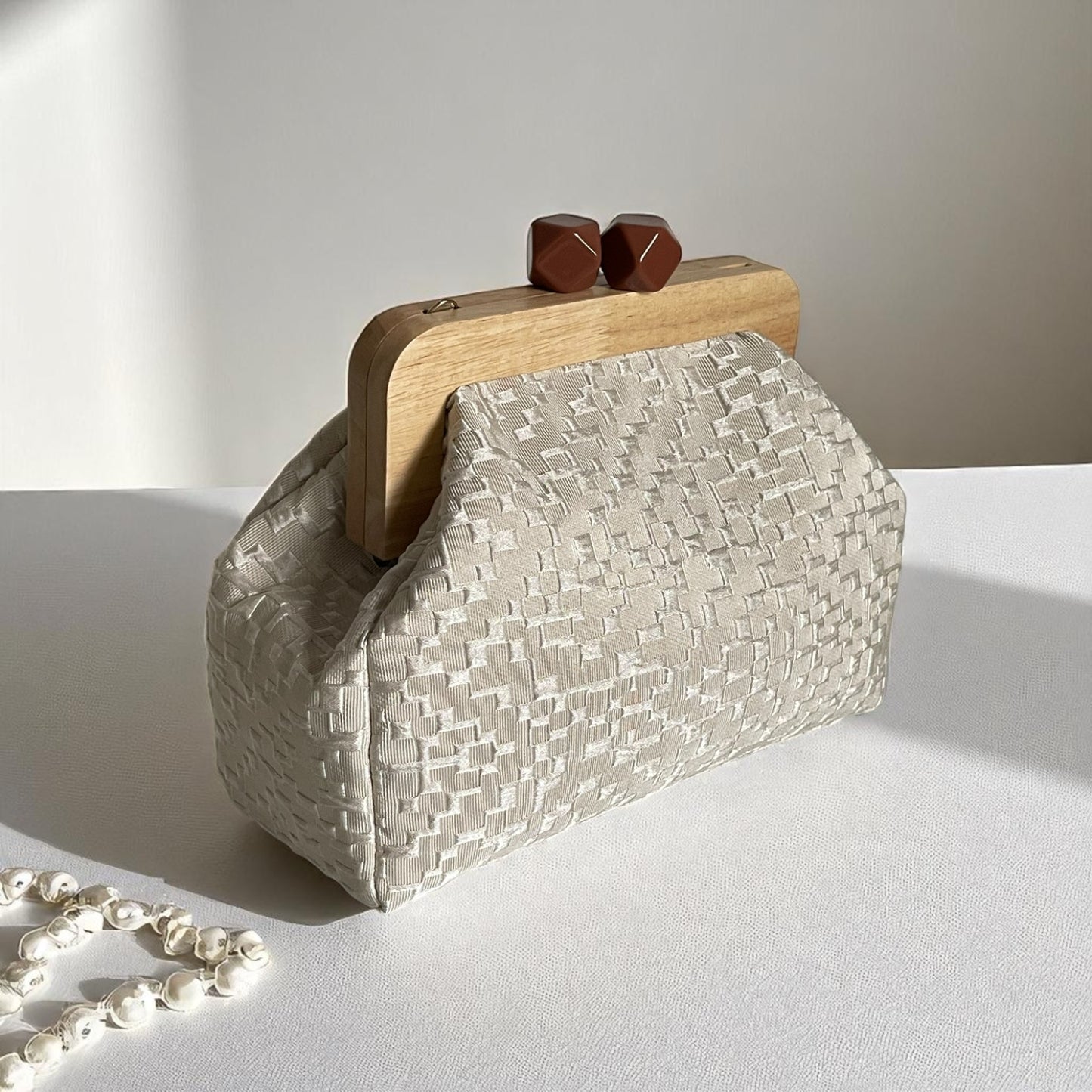 Terra Woven Clutch – Handmade with Wooden Frame Closure