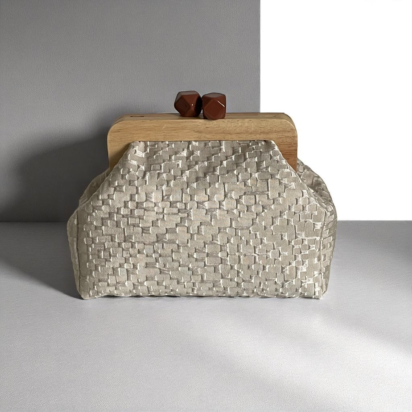 Terra Woven Clutch – Handmade with Wooden Frame Closure