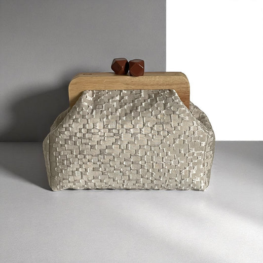 Terra Woven Clutch – Handmade with Wooden Frame Closure