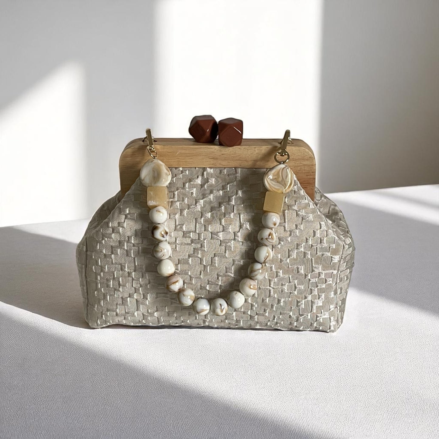 Terra Woven Clutch – Handmade with Wooden Frame Closure