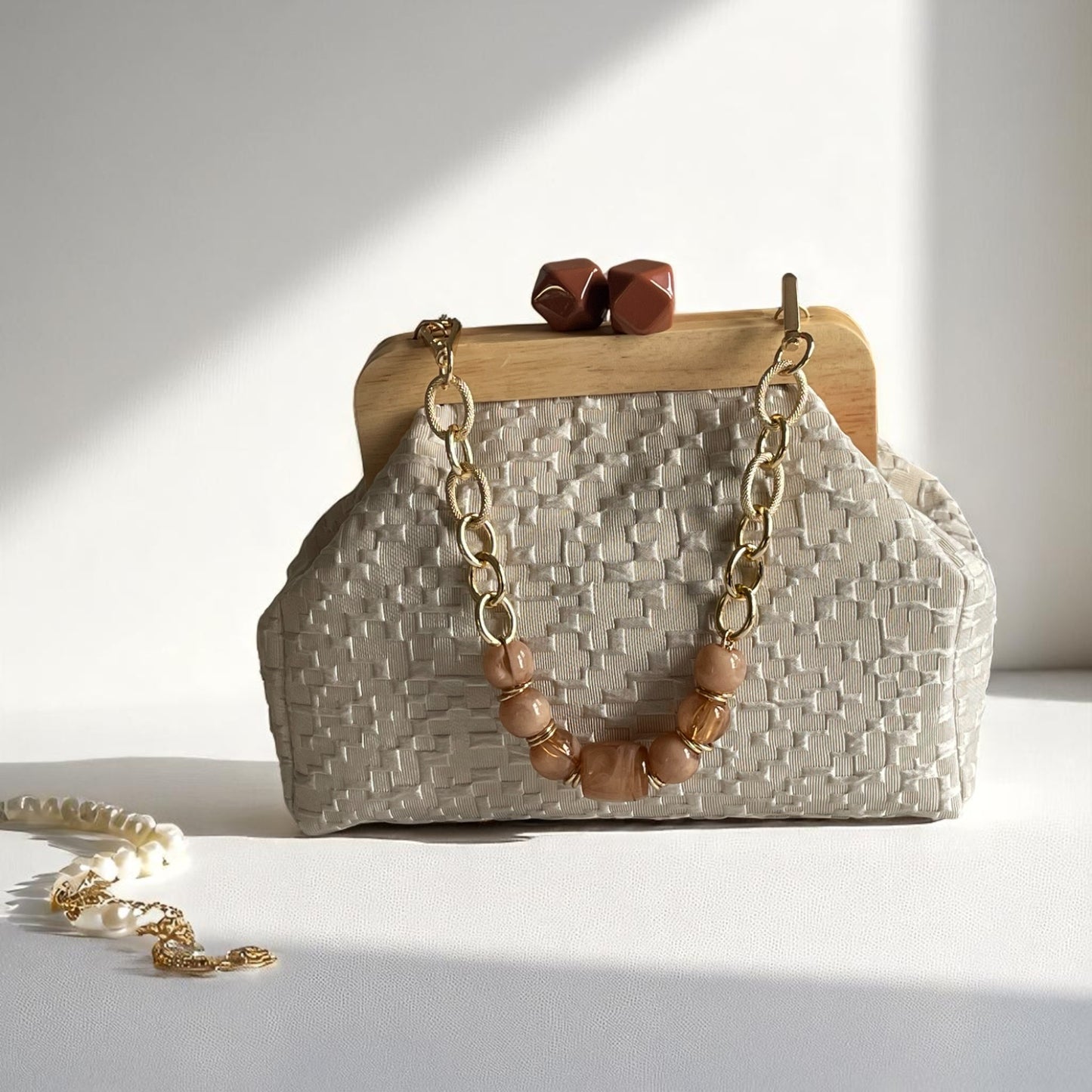 Terra Woven Clutch – Handmade with Wooden Frame Closure