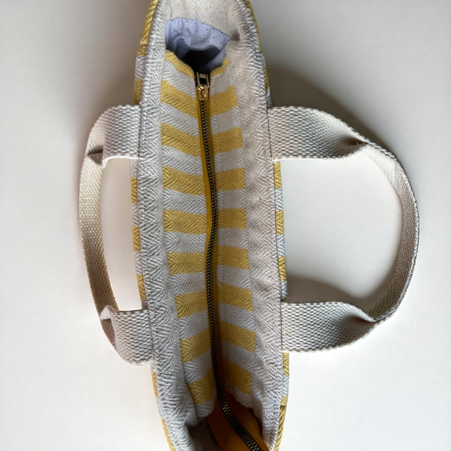 Sunny Stripe Cotton Canvas Bag Set – Tote, Clutch & Pouch Trio