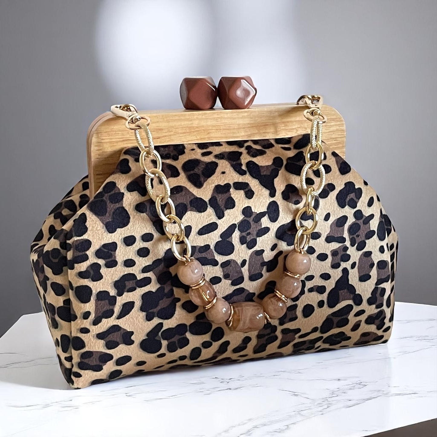 Leopard Print Handmade Clutch – Crafted in Türkiye