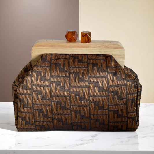 Geometric Weave with Amber Accents Handmade Clutch Bag | Made in Türkiye