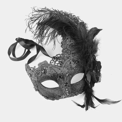 Halloween Feather Flower Masquerade Mask - Masks from Glam Duchess
