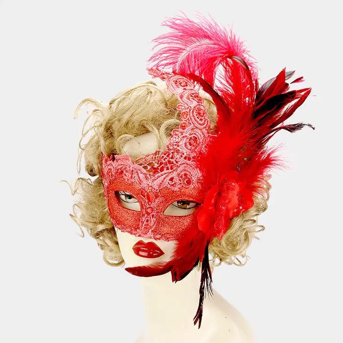 Halloween Feather Flower Masquerade Mask - Masks from Glam Duchess