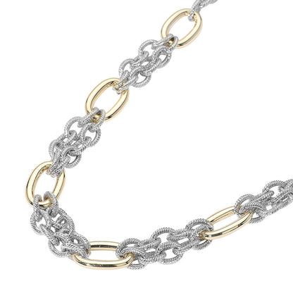 14K Gold Plated Two Tone Chunky Chain Necklace