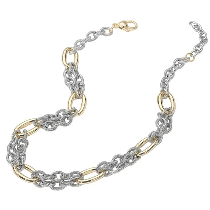14K Gold Plated Two Tone Chunky Chain Necklace