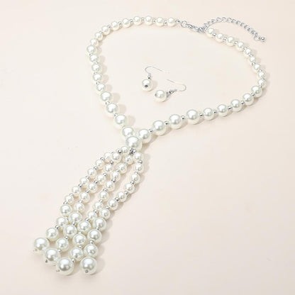 Pearl Cluster Tassel Statement Necklace