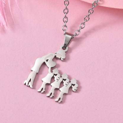 Family Necklaces with Mama Pendants - Stainless Steel Jewelry for Mother's Day & Birthdays