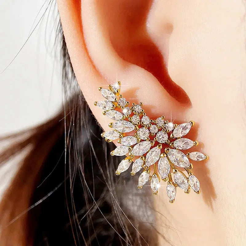 Marquise Vine Cubic Zirconia Ear Climbers – detail view 8