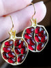 Load image into Gallery viewer, Boho Vintage Gold Pomegranate Drop Earrings With Natural Red Garnet