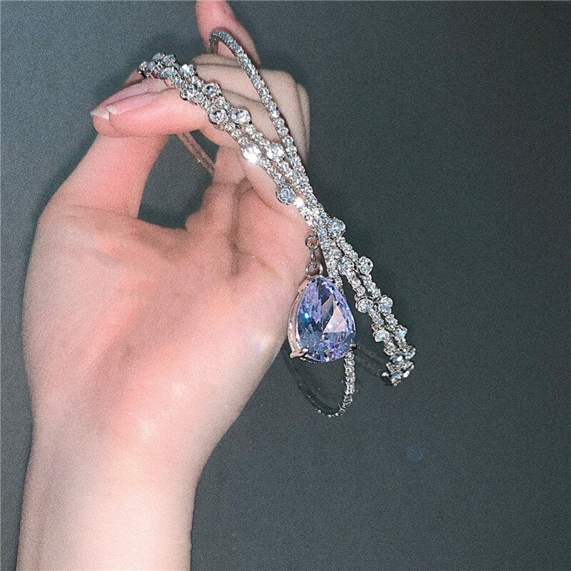 Elegant Waterdrop Crystal Choker Necklace