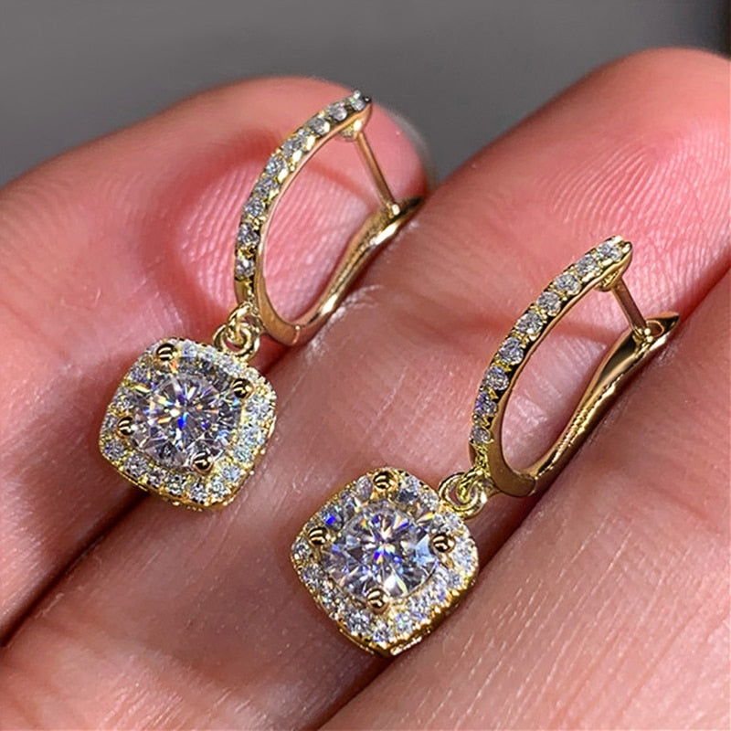 Elegant Geometric Bridal Drop Earrings