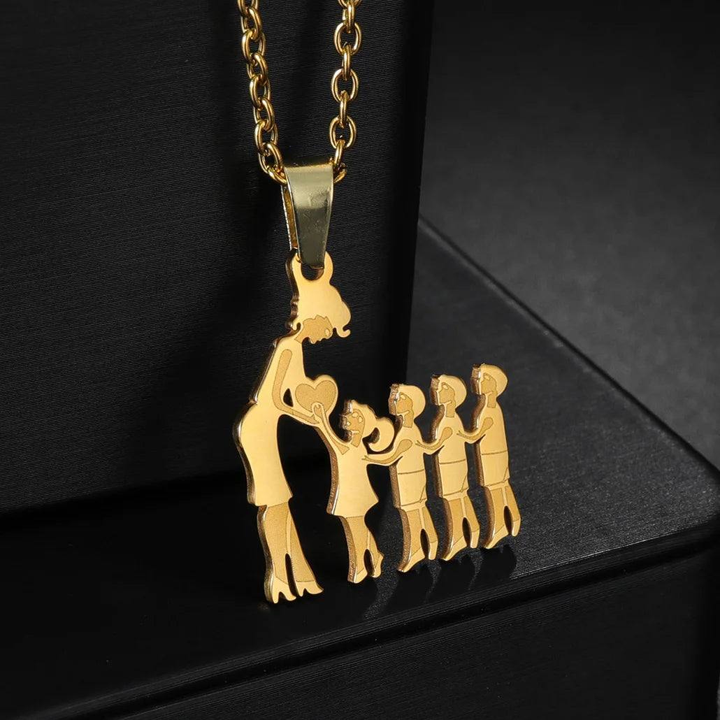 Family Necklaces with Mama Pendants - Stainless Steel Jewelry for Mother's Day & Birthdays