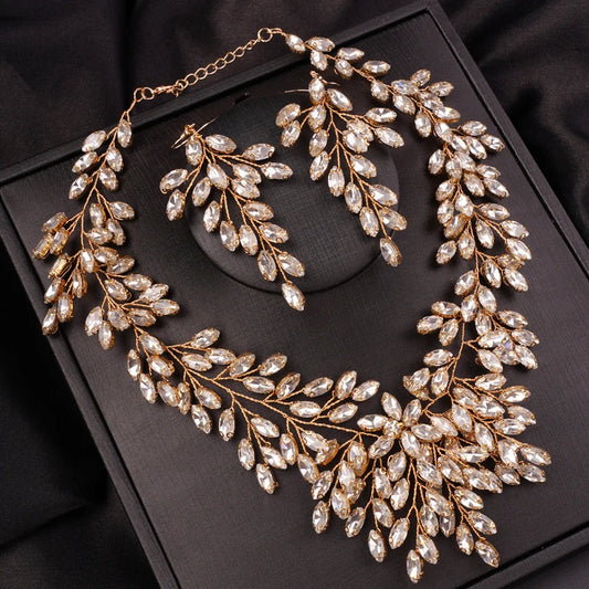 Luxurious Handcrafted Rhinestone Bridal Jewelry Set