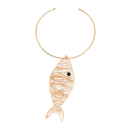 Exquisite Handmade Fish-Shaped Choker Necklace Earrings