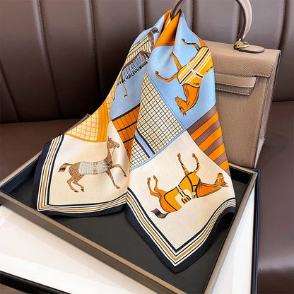 Printed Silk Square Scarf – Women's Satin Hairband, Shawl & Neckerchief