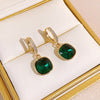 Emerald Geometric Zircon Drop Earrings
