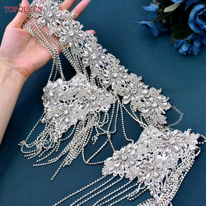 TOPQUEEN Hollow Out Long Tassel Shoulder Chain Bridal Wedding Multilayer Crystal Shawl Wedding Necklace Jewelry SG01 - from Glam Duchess
