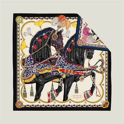 Luxury Reversible Twill Silk Scarf – Women's Sunscreen Shawl, Hair Wrap, Neckerchief, and Bandana