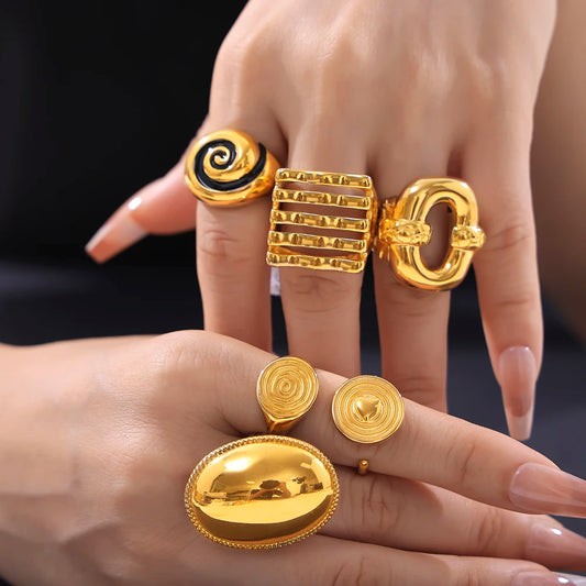 Gold Plated Stainless Steel Chunky Rings