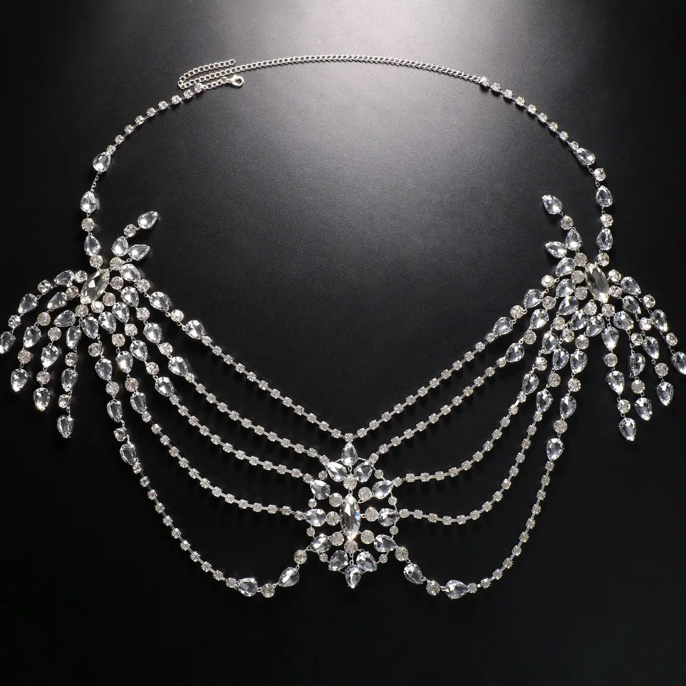 Bohemian Crystal Bridal Shoulder Necklace