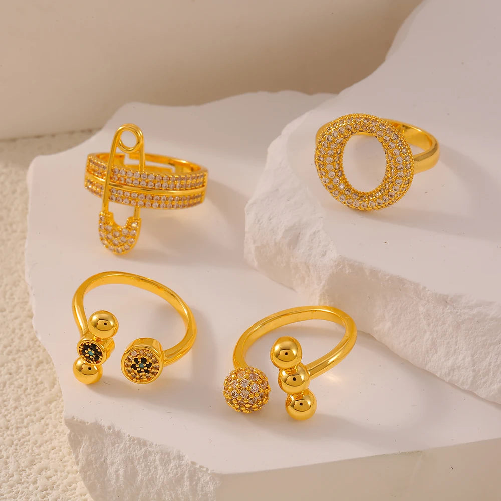 Waterproof Zircon Hollow Open Rings